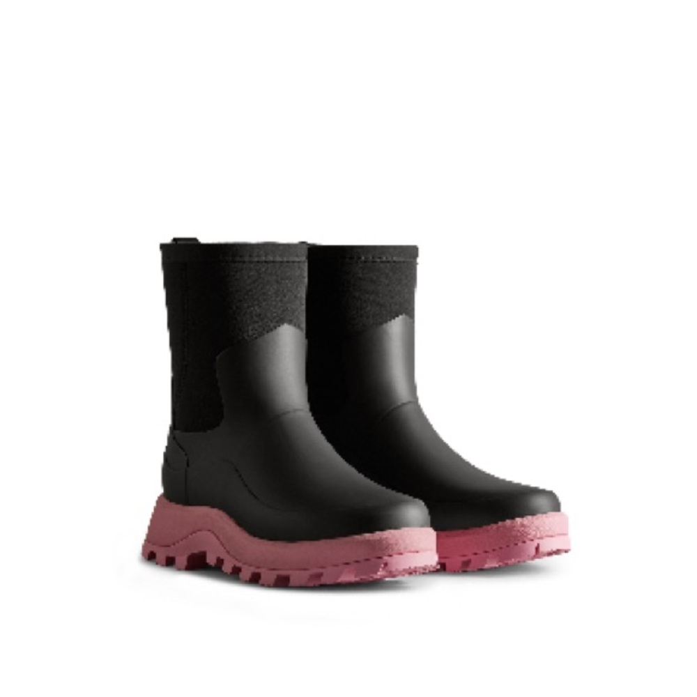 Black and Pink Hunter Boots